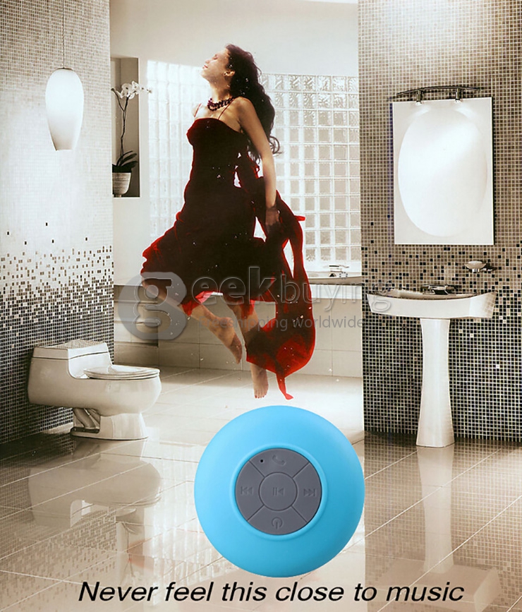 AEN IPX4 Wireless Bluetooth Shower Speaker BT3.0+EDR 2.4GHZ With Built-in Microphone & Suction Cup - Black