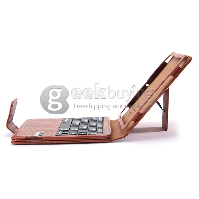 Newest Bluetooth ABS Keyboard Separated Leather Case for Apple iPad 5 iPad Air - Brown