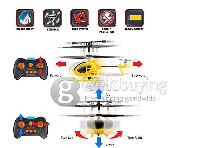 SYMA S6 Mini 3 Channel Super Mini Micro RC Remote Control Helicopter with Gyro - Yellow