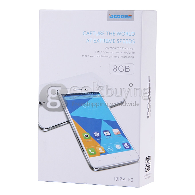DOOGEE F2 IBIZA 5.0 Inch Android 4.4 Smartphone 4G FDD-LTE 64-Bits MTK6732 Quad Core 1.5GHz 13.0MP 1GB/8GB - White