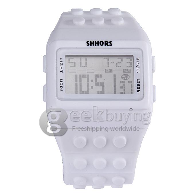Rainbow Children Wrist Watch with Digital LED Display - White