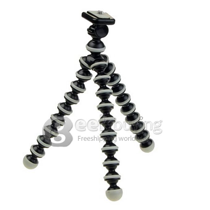 Middle Size Stylish Portable Flexible Leg Mini Tripod for GoPro KeeCoo Xiaoyi Yi Action Sports Camera - Black+white