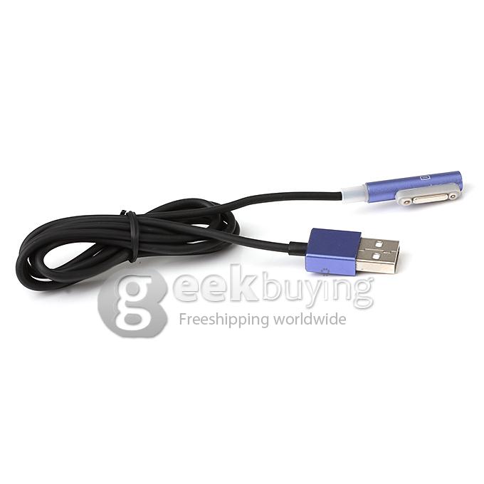 Magnetic Aluminum Metal LED USB Charger Cable For Sony Xperia Z1 Z2 Z3 Compact - Dark Blue
