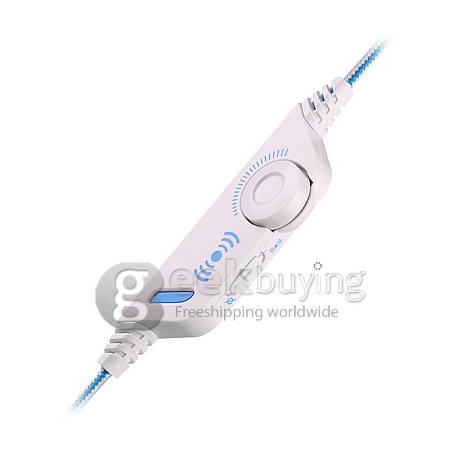 EACH G2100 Vibration Function Professional Gaming Headphone Game Headset With Mic Stereo Bass LED Light - White+Blue