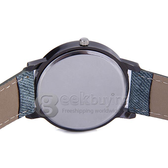 Stylish Unisex Quartz Sports Watches Denim Fabric Wristwatch - Gray