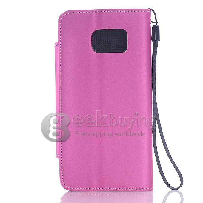 Protective Hard Cover Flip Stand Leather Case for SAMSUNG S6 -Pink