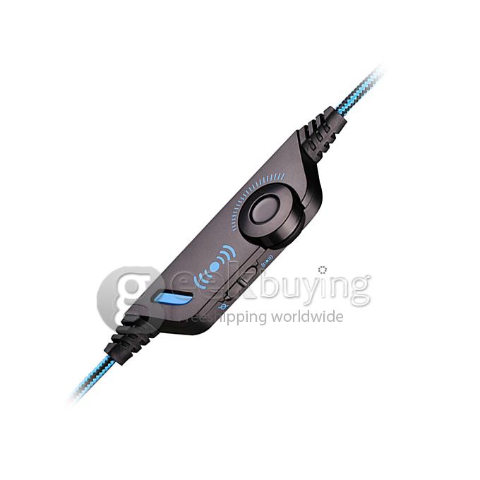 EACH G2100 Vibration Function Professional Gaming Headphone Game Headset With Mic Stereo Bass LED Light - Black+Blue