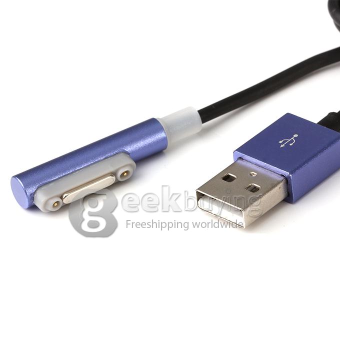 Magnetic Aluminum Metal LED USB Charger Cable For Sony Xperia Z1 Z2 Z3 Compact - Dark Blue