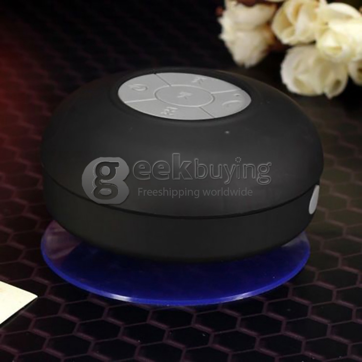 AEN IPX4 Wireless Bluetooth Shower Speaker BT3.0+EDR 2.4GHZ With Built-in Microphone & Suction Cup - Black