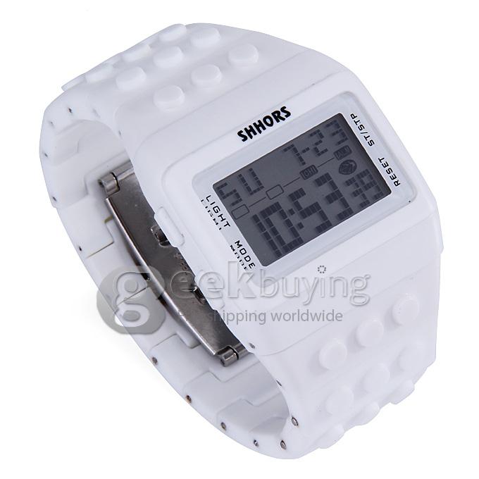 Rainbow Children Wrist Watch with Digital LED Display - White