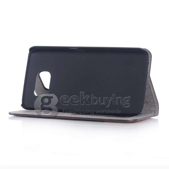 Protective Hard Cover Flip Stand Leather Case for Samsung S6 Edge - Light Blue