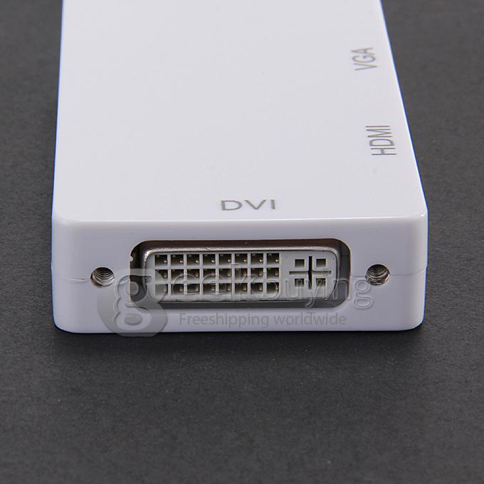 3-In-1 DisplayPort to Digi-port Adapter Mini DP Male to HDMI / VGA / DVI Female Converter Adapter - White