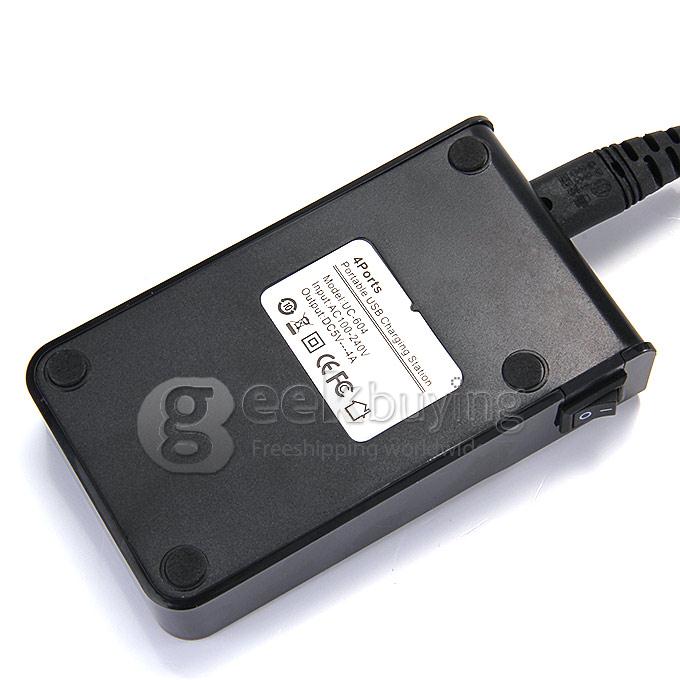 HDH-323 Smart Fast 4 Ports USB Charger US Plug - Black