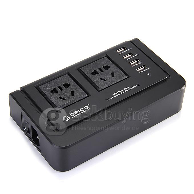 ORICO OPC-2A4U-BK 4 Port USB Charger Hub with 2 x 3-pin & 2 x US Power Socket - White (3-pin Plug)