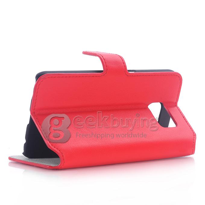 Protective Hard Cover Flip Stand Leather Case for Samsung Galaxy S6 - Red