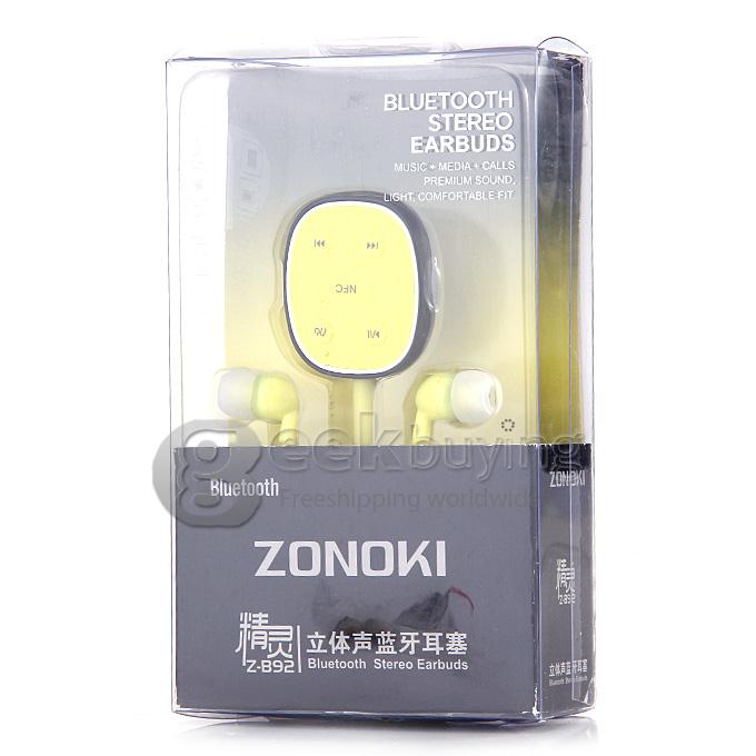 ZONOKI B92 Sports Stereo Wireless NFC BT4.0 Headset Sweat Proof Earphone Headphone For iPhone6/5/4 GalaxyS4/S3 - Yellow