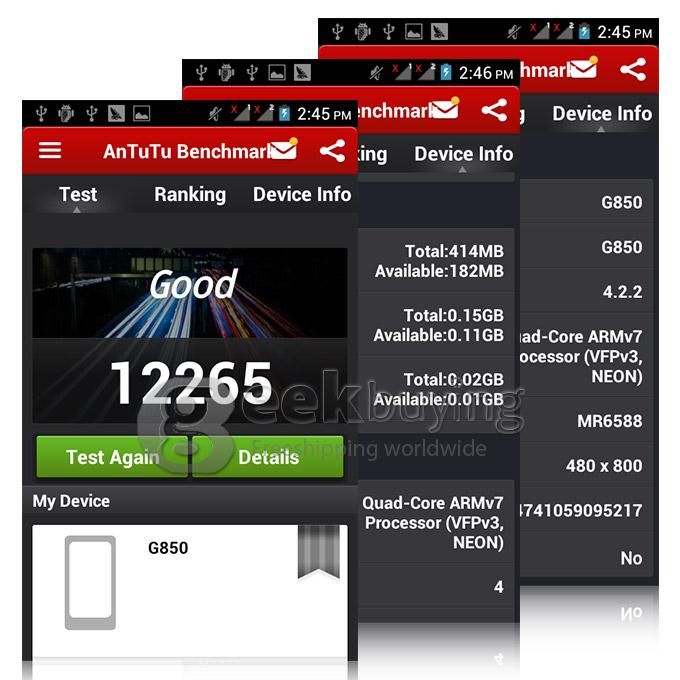 H-mobile G850 MTK6572 Dual Core 1.0GHz 4.7 Inch Smartphone 2.0MP Android 4.2 OS Bluetooth WIFI - Black