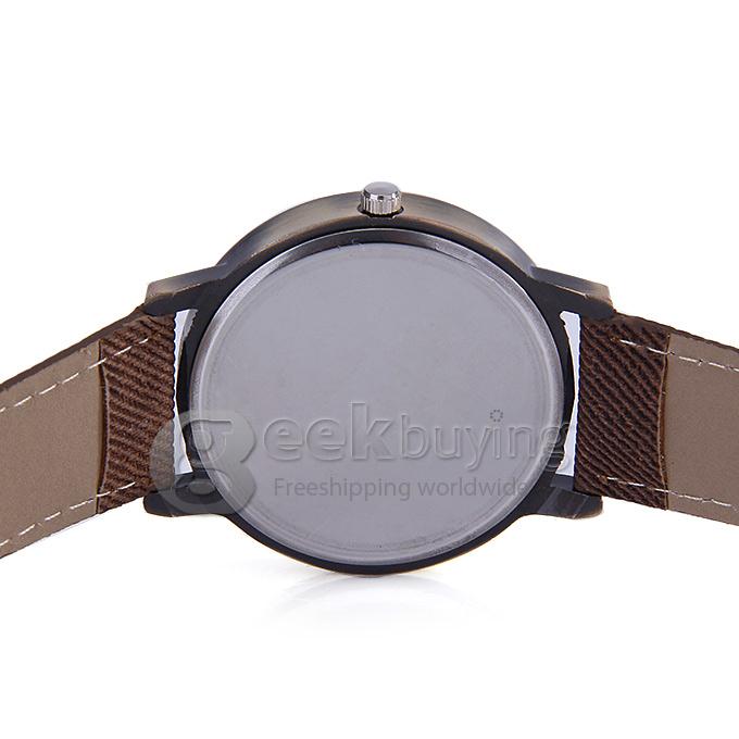 Geneva Stylish Unisex Quartz Watches Denim Fabric Wristwatch - Brown