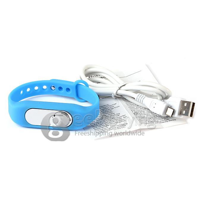 WR-06 Wearable Wristband Bracelet 8GB 140H Digital Voice Recorder Wrist Band WAV Recording Format - Blue