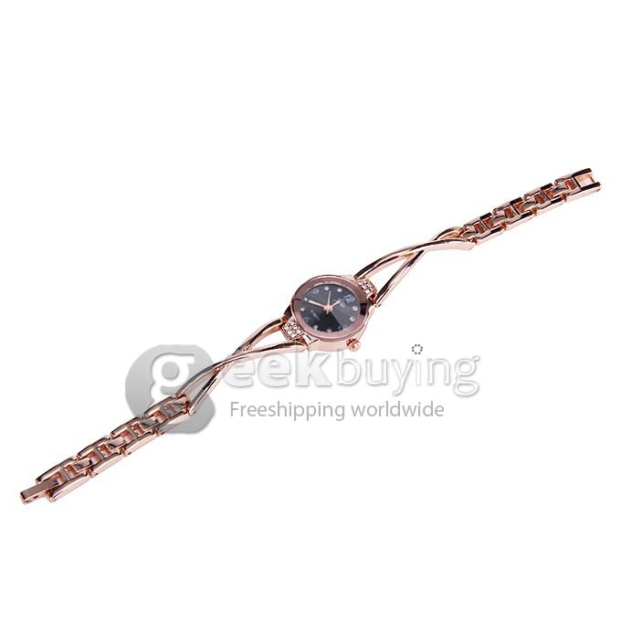 JW 954 Fashion Curve Bracelet Watches - Black + Golden