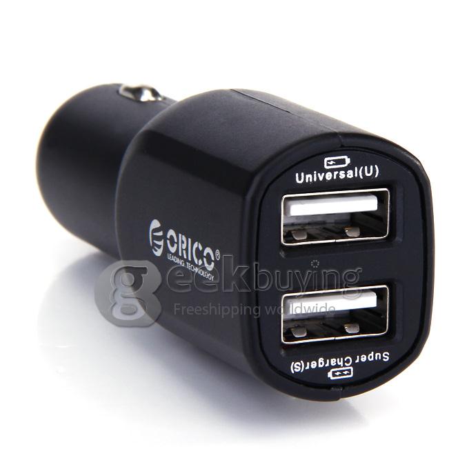 ORICO UCA-2U 2 Port 5V2.4A*1/5V1.5A*1 Mini USB Car Charger for Ipad/Iphone with CE/FCC/3C/ROHS - Black