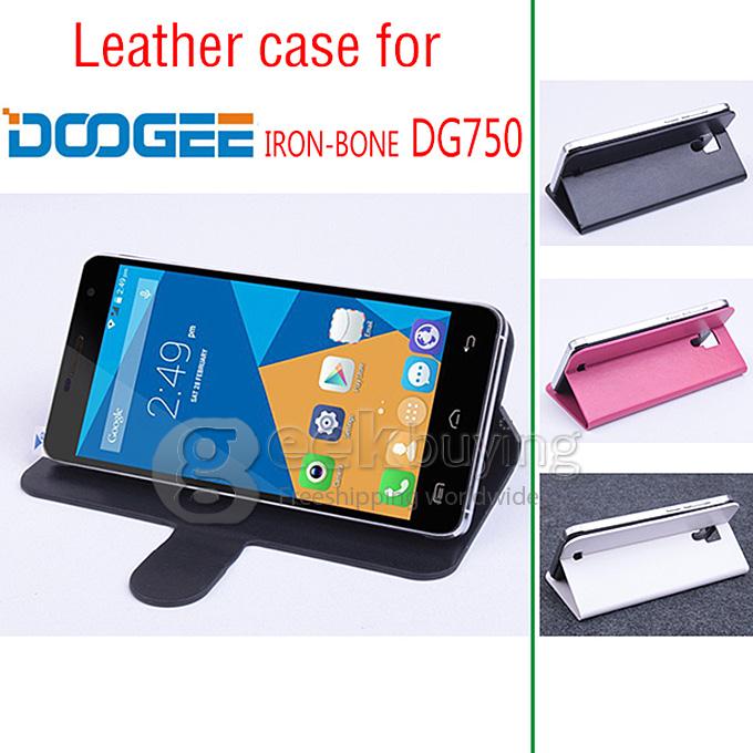 Protective Hard Cover Flip Stand Leather Case for DOOGEE IRON-BONE DG750 -White