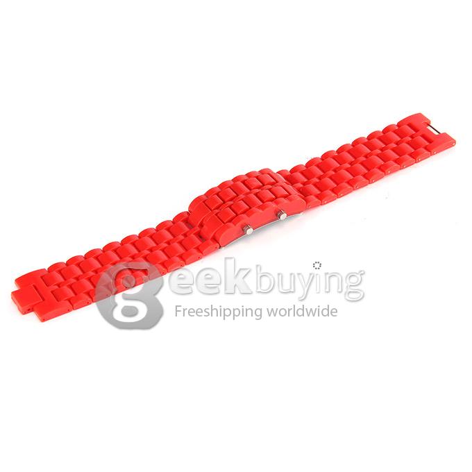 Lava Watch Digital Red Binary LED Bracelet Wristwatch with Plastic Strap For Unisex - Red