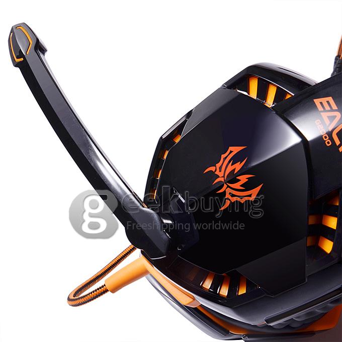 EACH G2000 Over-ear Gaming Headphone Earphone Headband With Mic Stereo Bass LED Light For PC Game - Black+Orange
