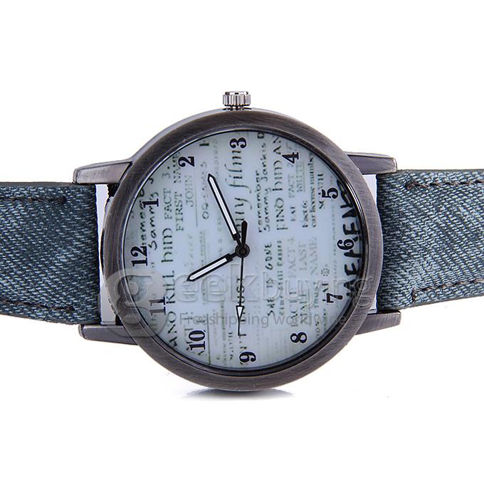 Stylish Unisex Quartz Sports Watches Denim Fabric Wristwatch - Gray
