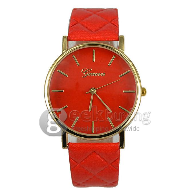 SG1243 Fashion Quartz Women Watch with Gold Shell - Red