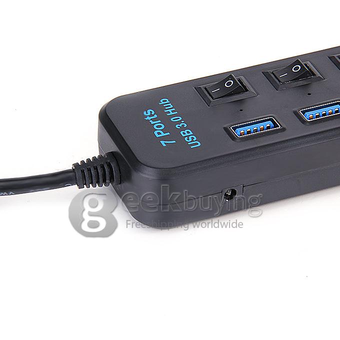 7 Ports USB 3.0 HUB with Super Speed 5 Gbps- Black