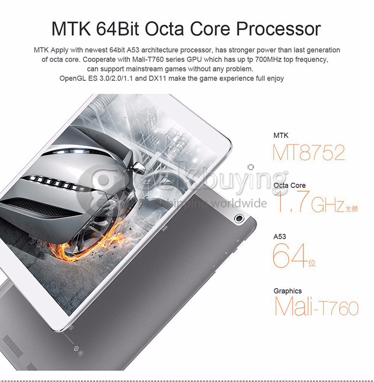 Teclast P98 4G Android 4.4 Phone Call Tablet PC 4G/3G/2G Phablet 2GB/32GB MTK8752 64 Bit Octa Core IPS Retina 9.7 Inch 2048*1536 GPS OTG WiFi - White