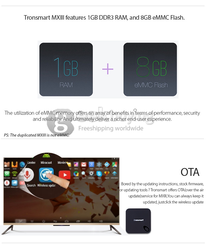 Tronsmart MXIII Android 4.4.2 TV Box Amlogic S802 Quad Core 1G/8G HDMI 802.11b/g/n LAN XBMC OTG