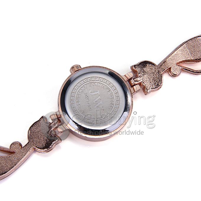 JW3471 Fashion Curve Cat Bracelet Watches - Purple + Golden