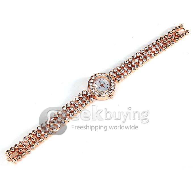 JW 3027 Fashion Flash Brick Diamond Style Bracelet Watches - Golden