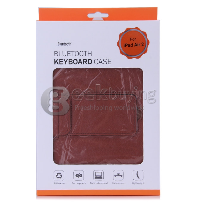 Newest Bluetooth ABS Keyboard Separated Leather Case for Apple iPad 5 iPad Air - Brown