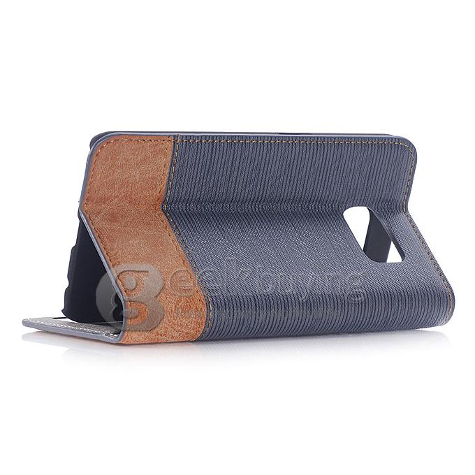 Protective Hard Cover Flip Stand Leather Case for Samsung S6 Edge - Light Blue