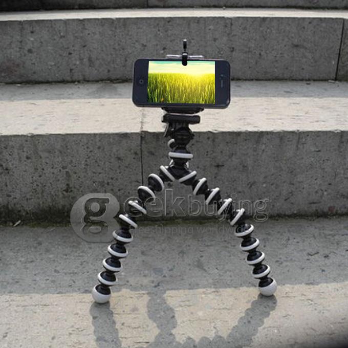 Middle Size Stylish Portable Flexible Leg Mini Tripod for GoPro KeeCoo Xiaoyi Yi Action Sports Camera - Black+white