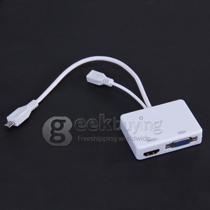 MHL / Micro to VGA & HDMI Adapter Splitter for Samsung Galaxy S3 - White