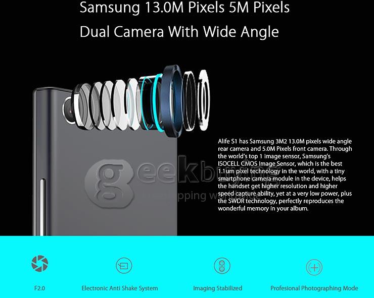 Blackview Alife S1 5.0inch 4G LTE 64-bit Smartphone Android 4.4 2GB 16GB MTK6732 Quad Core 1.5GHz 13.0MP HD - Black