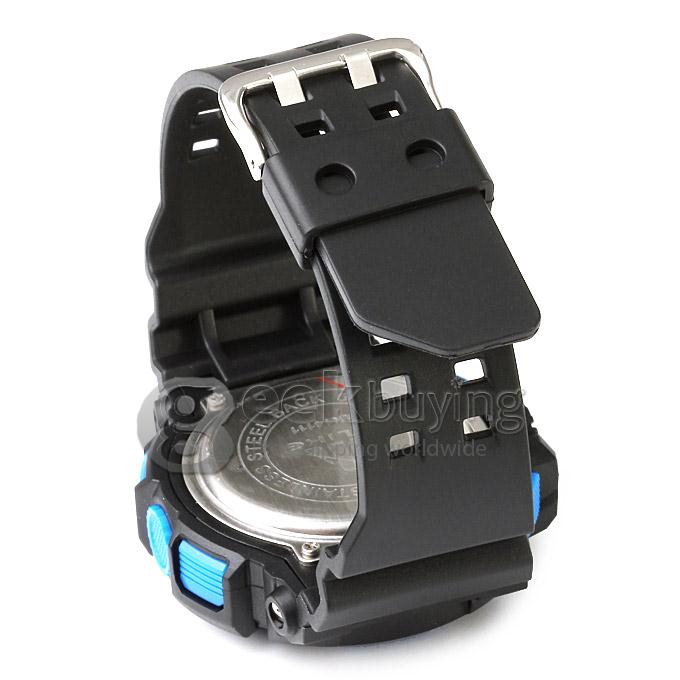 Multi-functional AK14111 Waterproof Sports Watch with Double Movement Analog & Digital Display - Blue + Black