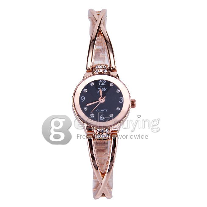 JW 954 Fashion Curve Bracelet Watches - Black + Golden