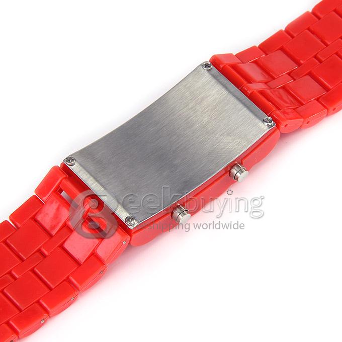 Lava Watch Digital Red Binary LED Bracelet Wristwatch with Plastic Strap For Unisex - Red