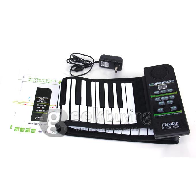 PN88 Electronic 88 Keys Rolling-Up Upright Piano with Flexible Silicon Keyboard Loud Speaker LED Digital Display US Plug