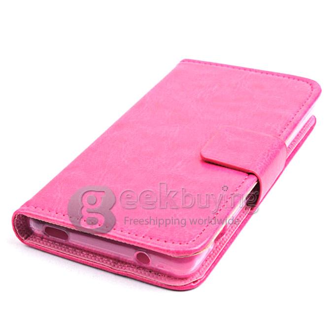 Protective Hard Cover Flip Stand Leather Case for Sony Z4 Mini Compact - Rose