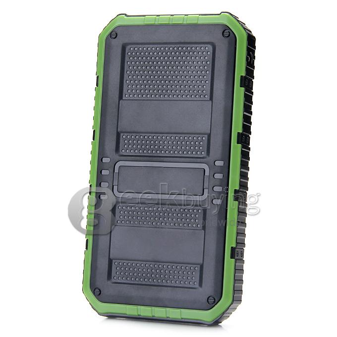 DS18000 6000mAh Solar Panel Mobile Charger Dual USB Power Bank Portable Spare Charger - Green