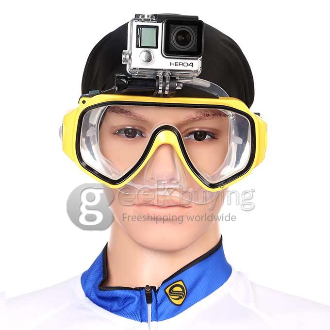 Universal Swimming Scuba Dive Snorkeling Mask for GoPro SJCAM Xiaomi Yi Xiaoyi Sport Camera - Yellow