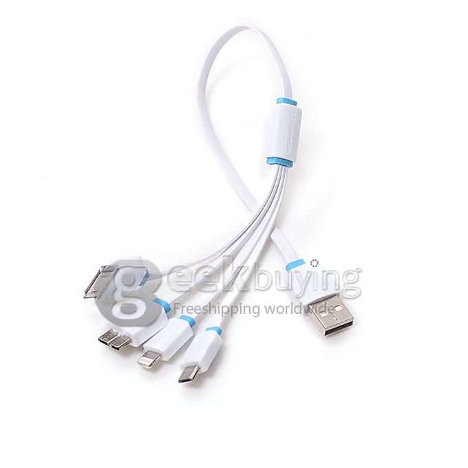 LENTION 4 In 1 Functional Charging Cable 1FT 100CM - Blue + White