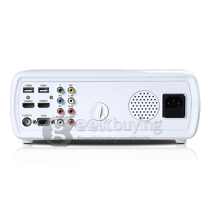 UHAPPY U20 Mini LED Multimedia Projector Portable Projector 60Lux 1080P AV/VGA/USB/SD/HDMI Input For iPhone/iPad - White