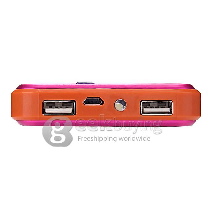 New DS158 Solar Charger 8000mAh Polymer Power Bank Portable USB Charger Dual USB - Rose